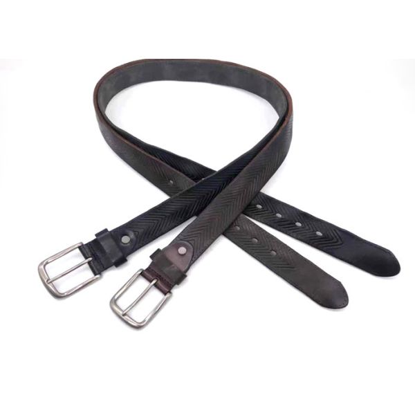 Soft Brown Black Top 38mm Full Grain Leather Belt For Men