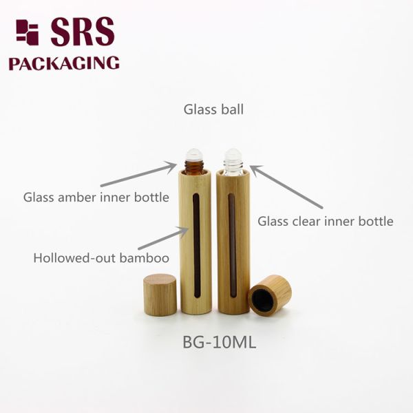 SRS Real Bamboo Cosmetic Perfume Glass Roll On Bottle 8ml 10ml 15ml