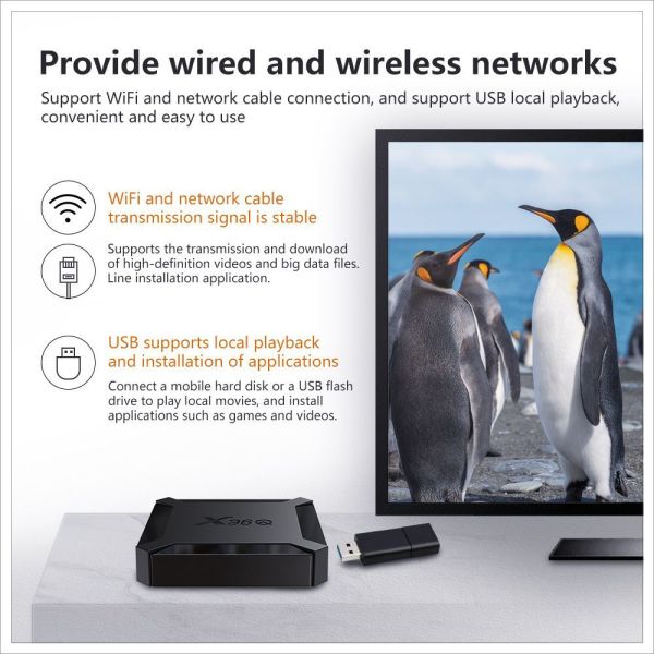 Customized Xtream Codes API X96Q Android 10 Tv Box 4k Resolution Ultra Hd