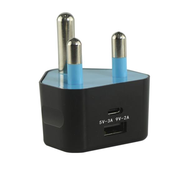 SA Plug USB Charger with USB-C and USB-A Ports 5V 3.4A