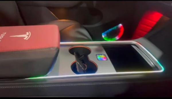 Ambient lights  Rainbow symphony dynamic Radium carving+water cup panel+front door panel+small back for Tesla Model Y(20