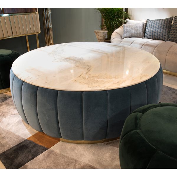 Florence Center Living Room Table Sets Blue Velvet Upholstered Body