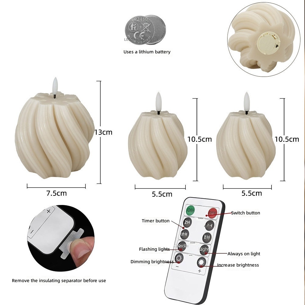 Remote Control LED Candle with Timer Function and Real Wax Coating for Aesthetic Home Decor