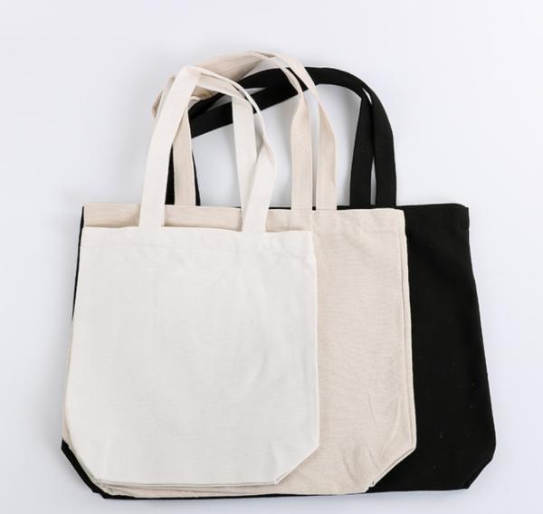 Heavy Duty Cotton Canvas Travel Tote Bag White / Beige / Black For Teenagers