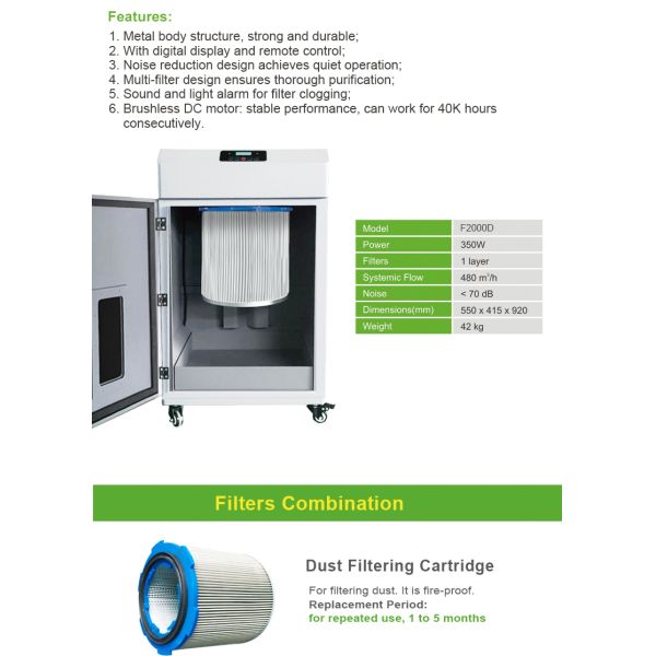 Industrial 350W Chemical Fume Extractor For Polishing Cutting Sanding