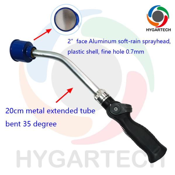 Thumb Control Metal Watering Wand Heavy Duty Sprayer W/ 2 Quot Face Aluminum Soft-rain Sprayrhead Amp 20 CM Aluminum Extension Tube