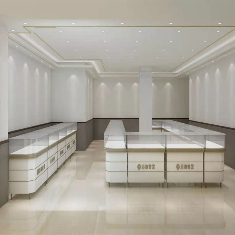Retail Shops Customized Mirror Jewelry Display Cabinet with Luxury Wood Finish