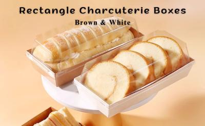 Sandwich Kraft Paper Box With Clear Lids, Individual Charcuterie Sushi Disposable Container, Grease-Resistant