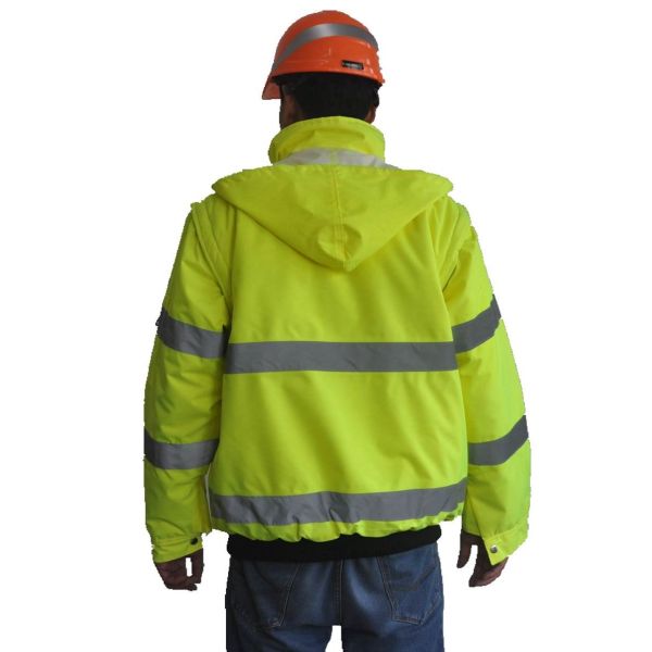 куртки Ворквеар зимы Вис краткости безопасности 300Д Оксфорда Хи с отделяемыми рукавами