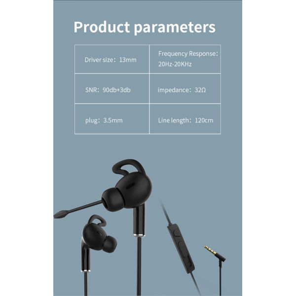 RoHS Powerful Bass Wired Anc Earphones 90db HD Call Interaction