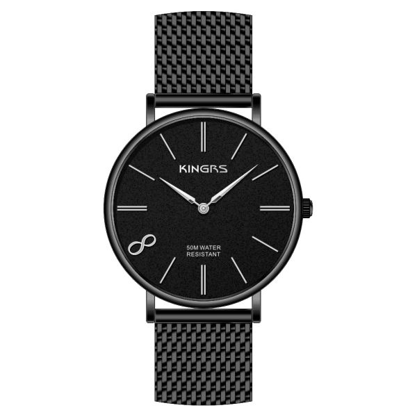 41.0mm round case mesh band steel wrist watches for men, stainless steel watch