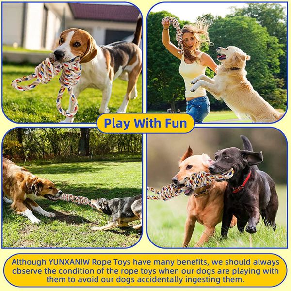 Dogs High Durable Rope Toy Large  Interactive Bite Pet Knot Toy Colors  Shows Long-lasting