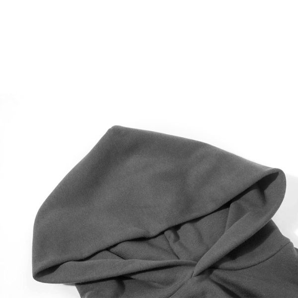 Plaid Slolid Grey Color Woman Oversize Hoodie Cropped for Autumn