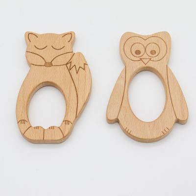 Handmade Wooden Teeth Ring  for Baby Wooden Animal Shaped teeth ring
