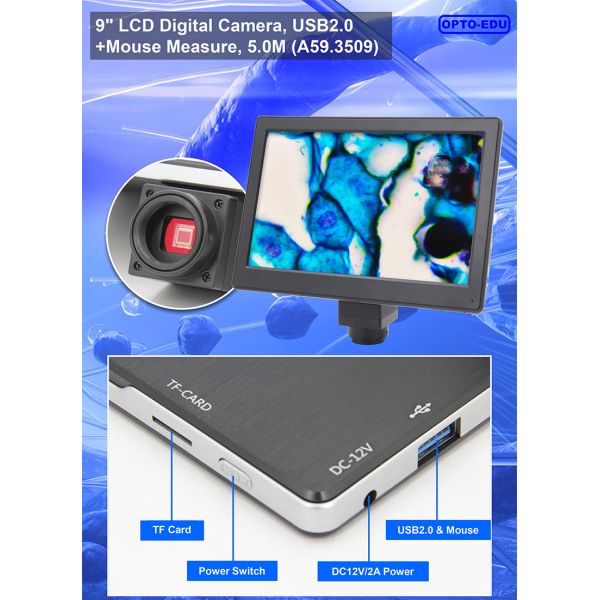 Portable 1600x Magnification 2.0x2.0um Digital Lcd Microscope