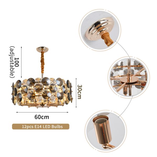 Modern smoke gray crystal chandelier in the living room contemporary chandelier(WH-CY-191)