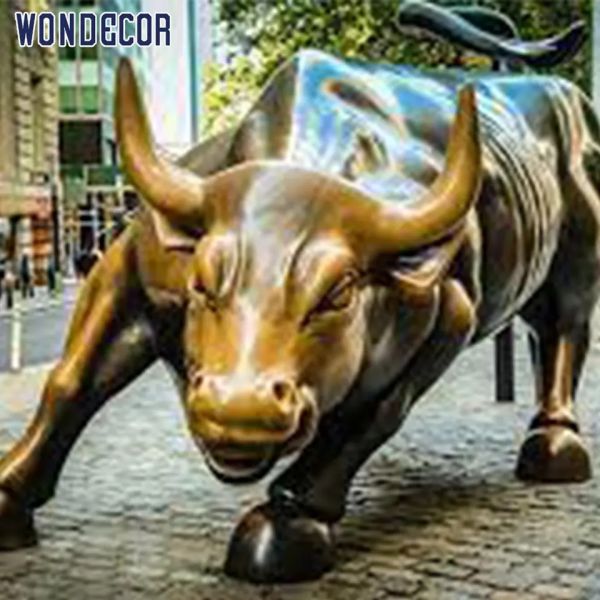Outdoor Decoration Bull Bronze Cattle Sculpture 3D Design Brown Color