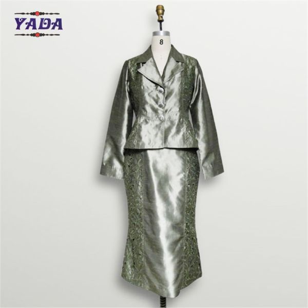 Длинные вышивки офисные платья юбки костюмы дамы формальное западное платье для женщин