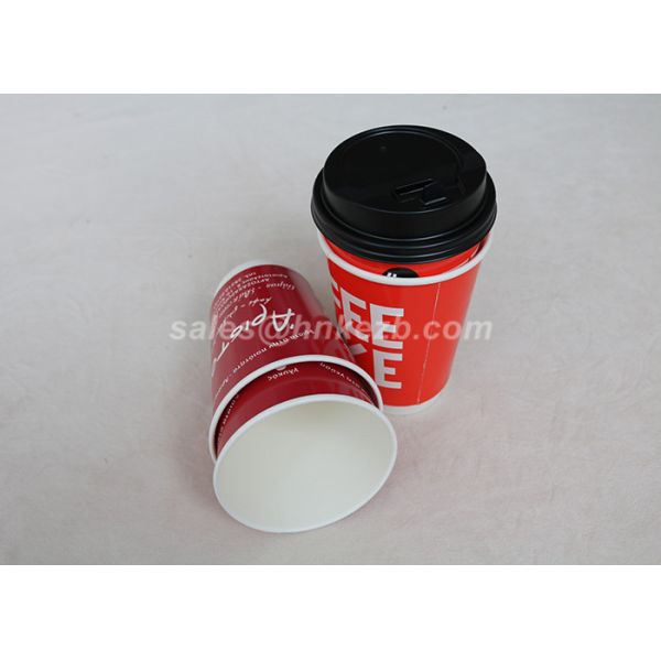 Printed 22oz Double Wall Disposable Paper Cups With Lids For Hot Coffee Drinking