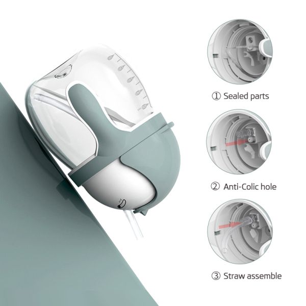 Biberon d'entraînement pour bébé sans BPA de 300 ml, tasse à bec pour enfants avec paille, tasse à bec en PPSU pour tout-petits avec motif de dessin animé