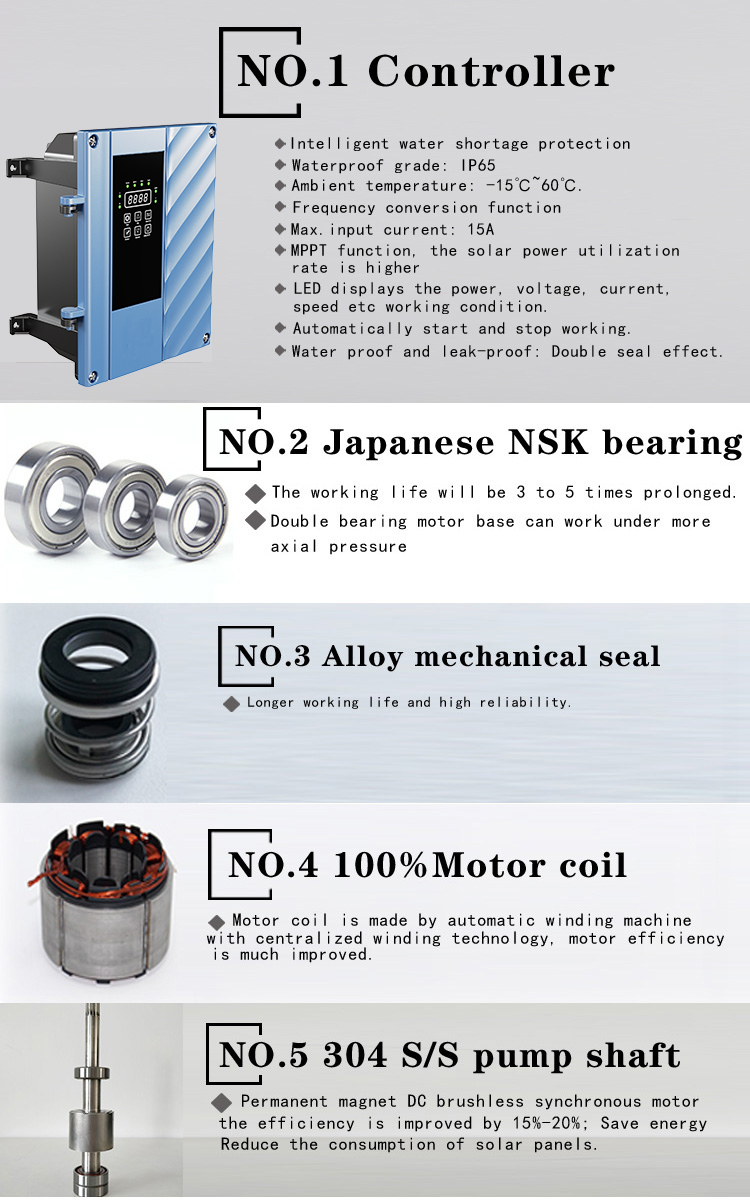 bomba de água submergível das energias solares da perfuração 3hp com controlador