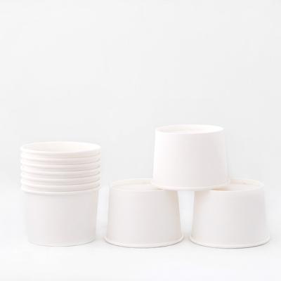 Un bol de papier jetable de 120 ml, logo personnalisé, revêtu en PE kraft blanc pour les aliments et les soupes