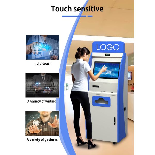 22 Inch ID Card Reader A4 Printer QR Code Scanner Self Service Kiosk for Hospital
