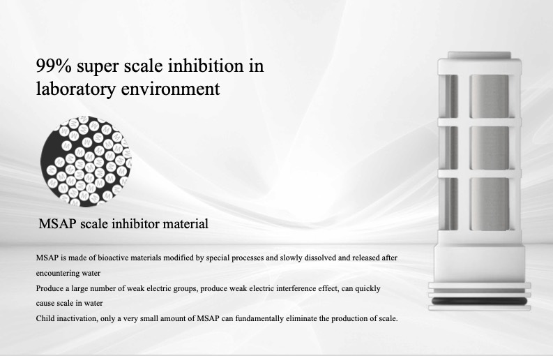 Anti-Scale Filter with MSAP Bioactive Material, Salt-Free Hard Water Protection for Household Appliances