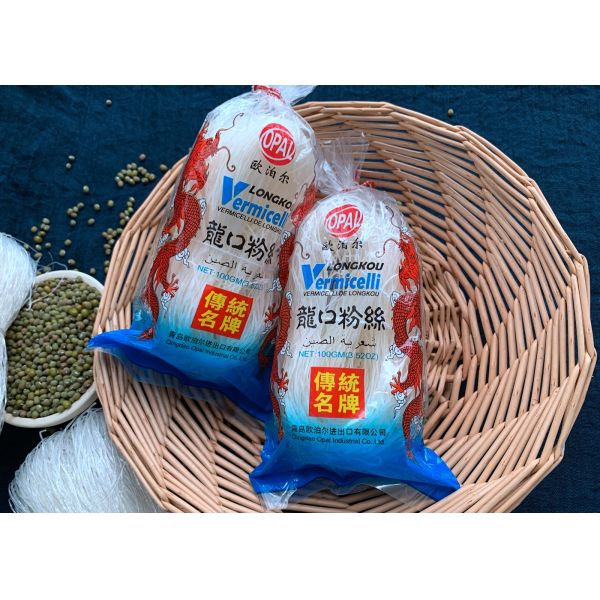 грубые лапши зеленой фасоли Longkou продуктов хлопьев 250g стеклянные
