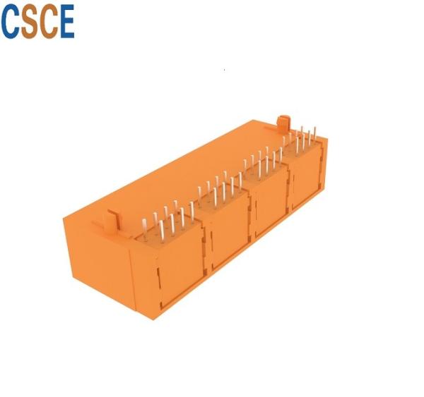 5921 Series Flat Pin RJ45 Multi Port 4 Ports Tab Up 8 Pin 8 Contacts With Registration Mast