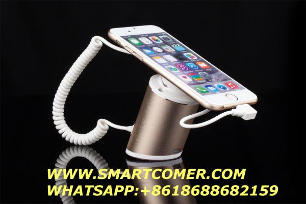 COMER Gadgets in china stainess steel security display stand, mobile phone holder with charger