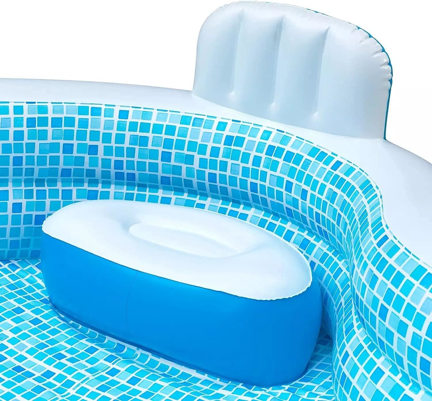 Family Fun Guaranteed with AJUNION 10ft Inflatable Pool and 2 Air-cushioned Backrests