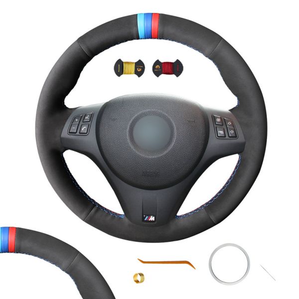 Hand Sewing Suede Steering Wheel Cover for BMW 1 Series E81 E82 E87 E88 E90 LCI E91 M3 E92 E93