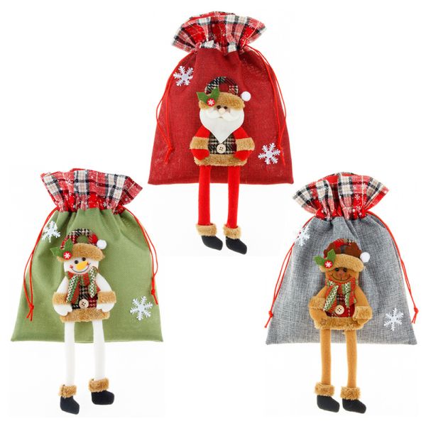 Christmas Fabric Gift Bags Reusable Cotton Drawstring Durable Eco-Friendly from Suppliers