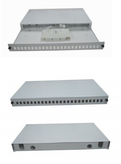 Drawer Type Fiber Optic Patch Panel white Gray Color Fiber Optical Rack Enclsorue 19''