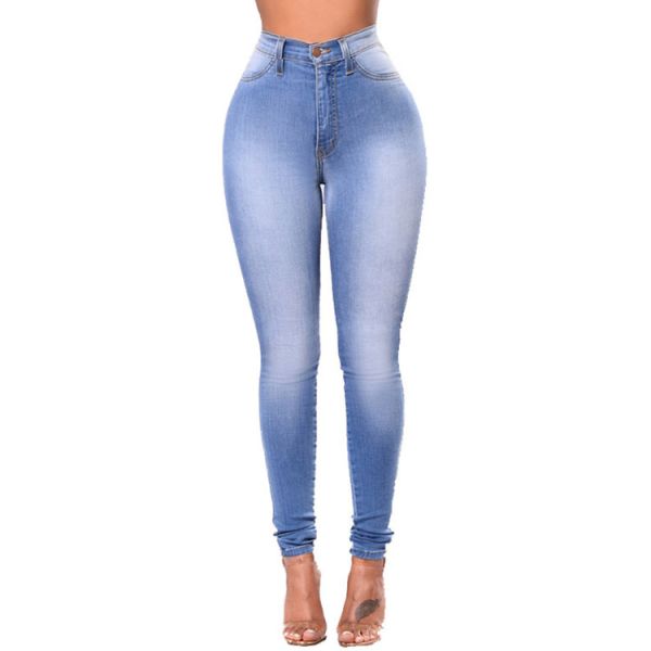 Color Fade Proof Wholesale Women Jeans High Waist Pencil Skinny Stretching Jeans Long