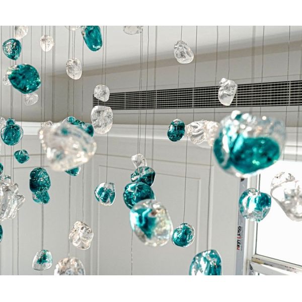 Hotel Lobby Villa Proyecto de decoración del salón de banquetes lujo de lluvia de vidrio de piedra gemas lámpara de candelabros accesorios