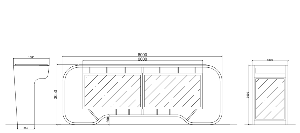 Outdoor Waiting 60degrees T8 Smart Bus Shelter