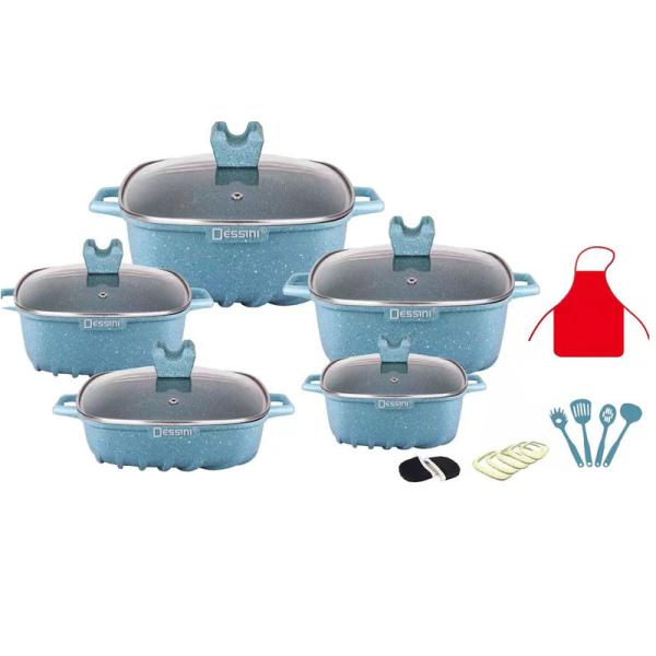 Brand New Design 22Pcs White Kitchen Ware Set Aluminum Nonstick Cookware Cooking Pot Sets