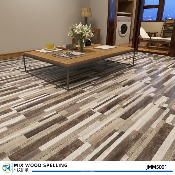 Fire Proof SPC Click Mixed Spelling Wood Flooring Plank 7inches X 48 Inches