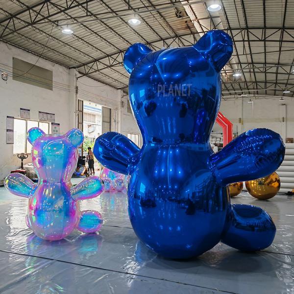 Gigante hermético espelho inflável refletor urso inflável urso desenho animado modelo para publicidade