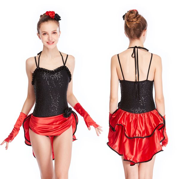 MiDee Dance Costume Latin Dress For Women Sweetheart Camisole Sequins