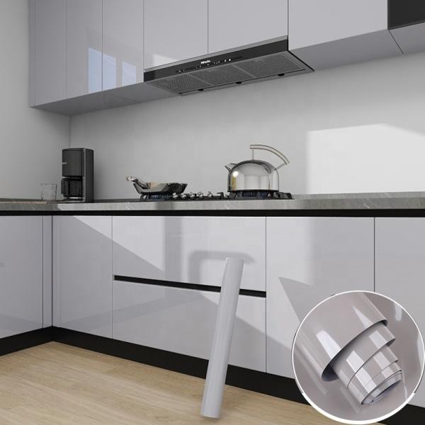PET Kitchen Waterproof Wall Sticker Silver Grey Anti Oil Wallpaper For Kitchen