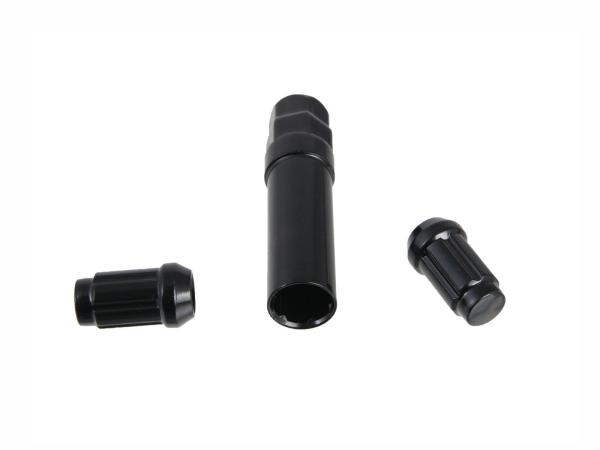 Black Long Spline Atv Lug Nuts 19 Mm Hex Heat Treated Cold Forged Steel