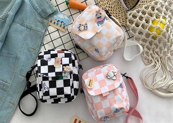 Grid cross body nylon square bag ins Korean large capacity single shoulder plaid mobile phone bag wholesale