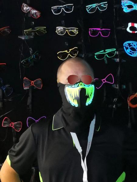 Hot Sales! Wholesale  Funny Festival Cosplay Costume el Mask Flashing Light Up Rave Face LED Mask Music EL panel DJ Mask