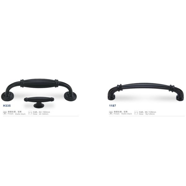 Zinc Alloy Matte Black Door And Cabinet Handles Amercian Style Various Size