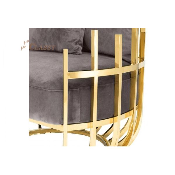 Eichholtz Santorini Velvet Single Sofa Chair Seater With Stainless Steel Frame And Legs