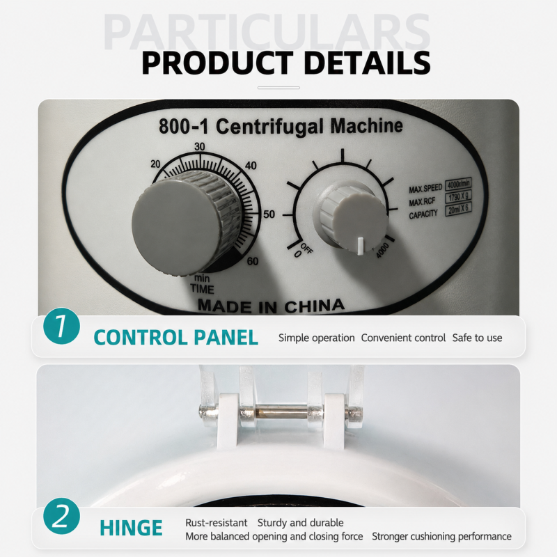 800D Benchtop Electric Centrifuge Plasma Separation Mini Centrifuge Machine Metal Portable 4000rpm 6x20ml Angle Rotor