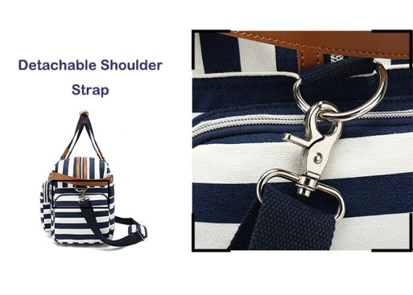 Portable Striped Weekender Duffel Bags Custom Large Capacity Package Unisex Bag